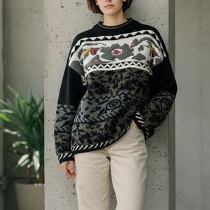 Vintage‎ Cosby Biggie Streetwear 3D Abstract Pattern Crew Neck Pullover Sweater